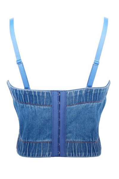 On A Vibe Denim Bustier - Jeweled