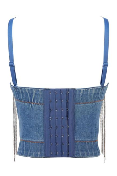 On A Vibe Denim Bustier - Chains