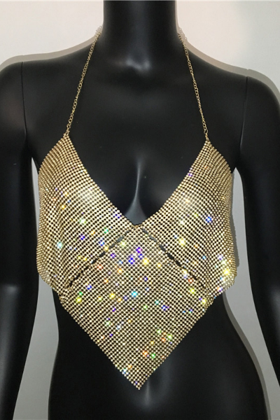 Block Him Jeweled Top - Gold