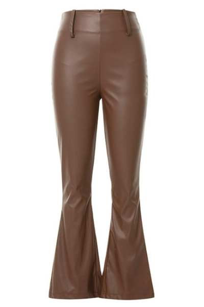 Moody Mami Faux Leather Pants - Brown