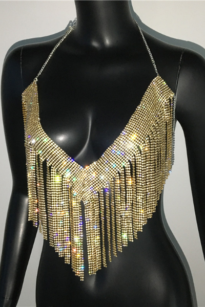 Got That Glam Jeweled Top - Gold