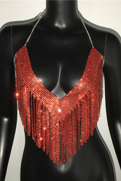 Got That Glam Jeweled Top - Red