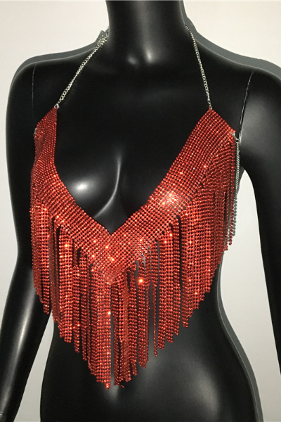 Got That Glam Jeweled Top - Red