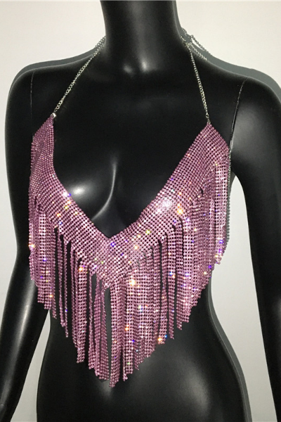 Got That Glam Jeweled Top - Pink