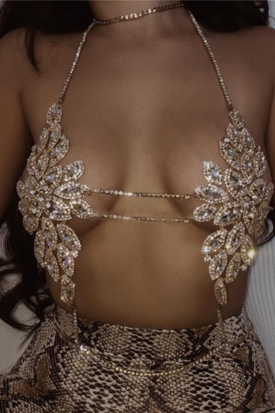Nothing Better Jeweled Bralette - Gold