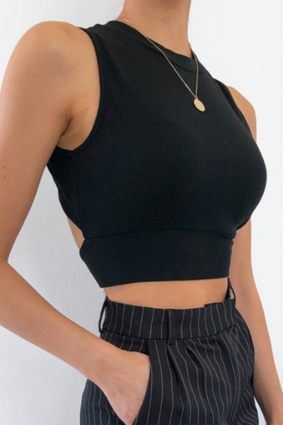 Can't Be Capped Backless Top - Black