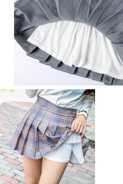 Study Me Skirt - Grey Plaid