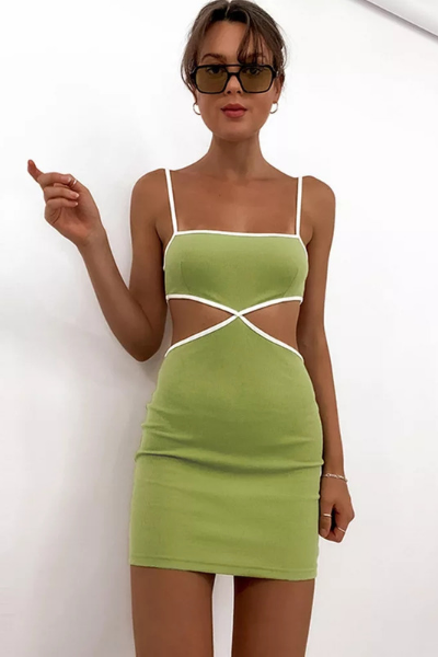 Lines Were Crossed Dress - Lime