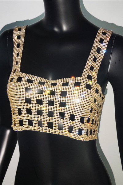 Feel The Mood Jeweled Top - Gold