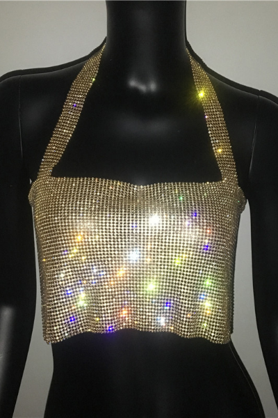 Hotties Only Jeweled Top - Gold
