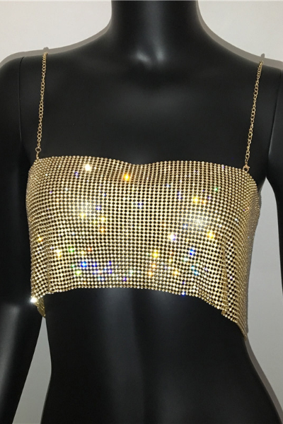 You'll Remember Me Jeweled Top - Gold