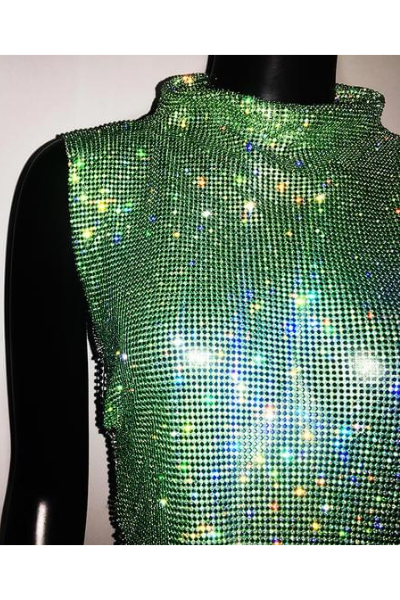 Let's Stay Together Jeweled Top - Green