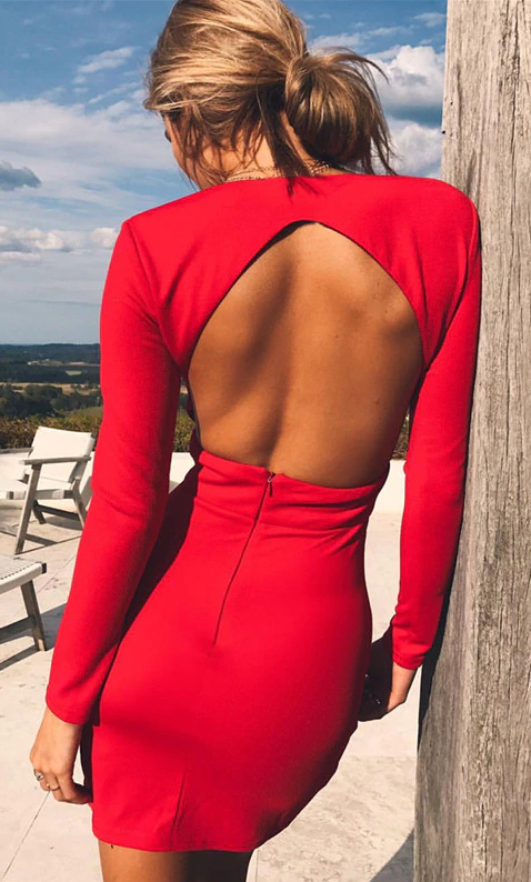 Say My Name Backless Dress - Red