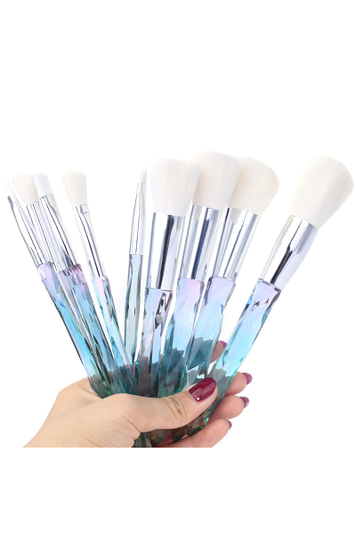 Queen Thangs 10-Piece Makeup Brush Set - Blue & White