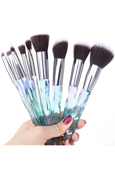 Queen Thangs 10-Piece Makeup Brush Set - Blue & Black