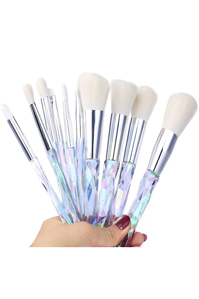 Queen Thangs 10-Piece Makeup Brush Set - Opal & White
