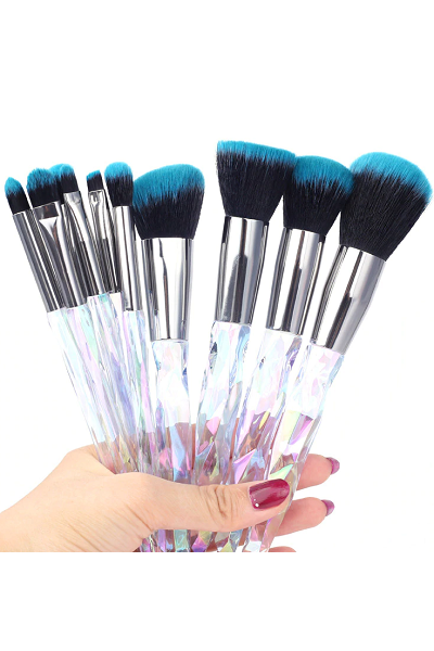 Queen Thangs 10-Piece Makeup Brush Set - Opal & Blue