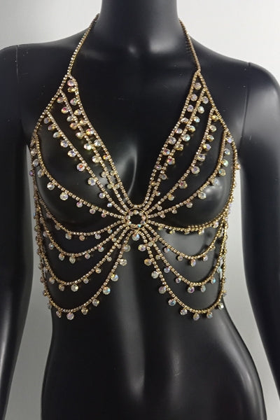 Icy Babe Jeweled Top - Gold