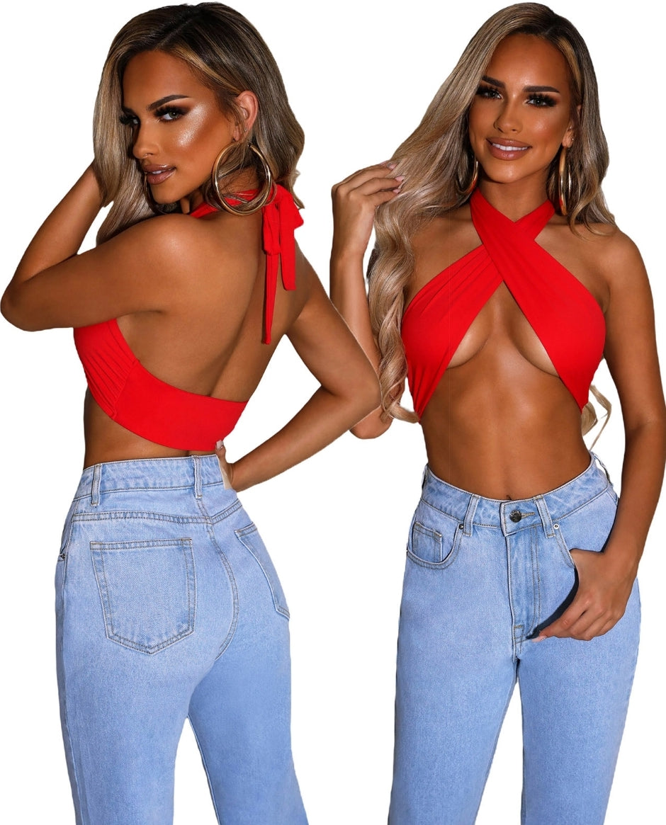 Don't Wait Up Crop Top - Red