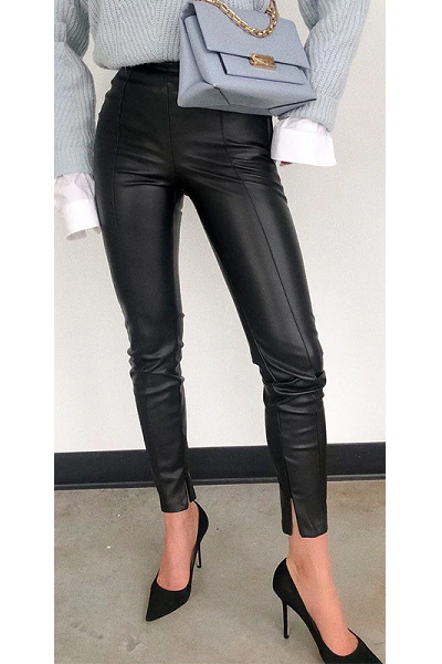 To the Edge Faux Leather Pants - Black