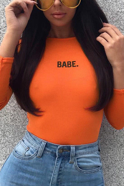 Babe Bodysuit - Orange - flyqueens