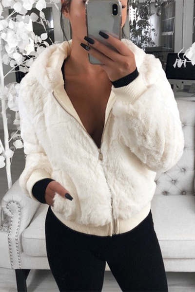 No Hype Faux Fur Coat - White - flyqueens