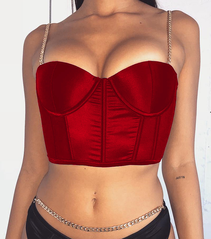 Babe for Life Bustier Crop Top - Red - flyqueens