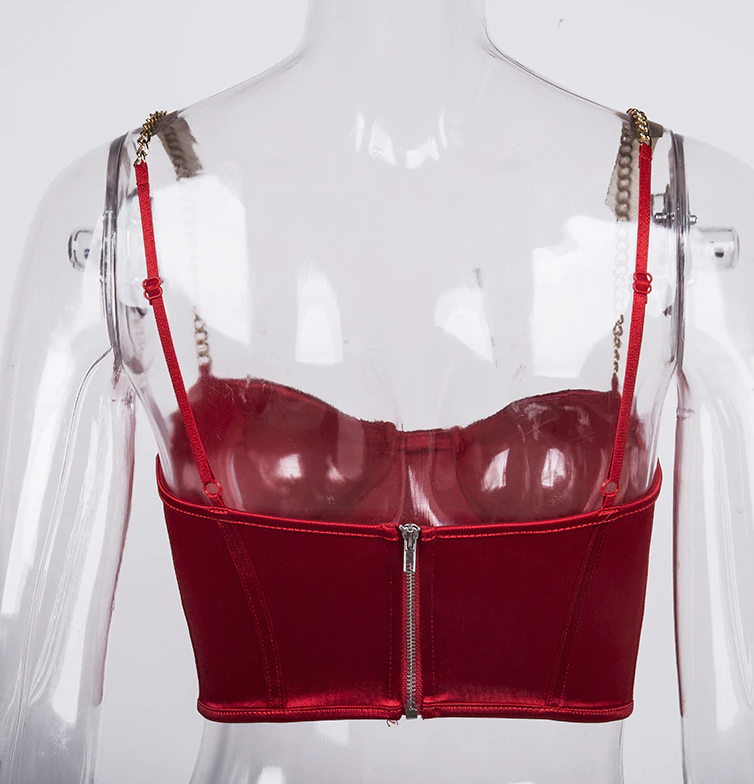 Babe for Life Bustier Crop Top - Red - flyqueens