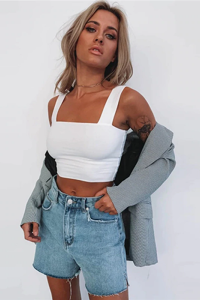 Girl Boss Crop Top - White