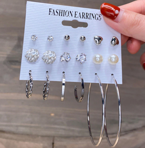 Pretty Bae Earrings Set - Silver