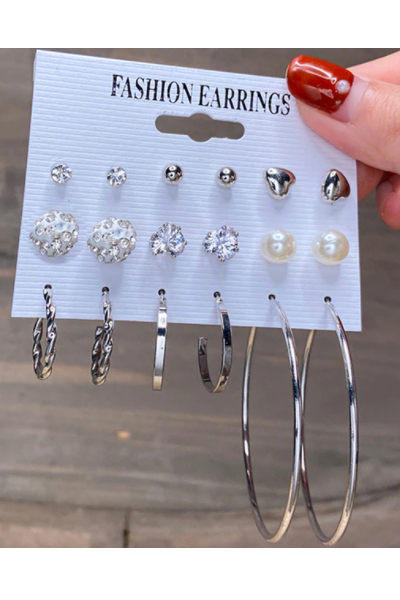 Pretty Bae Earrings Set - Silver