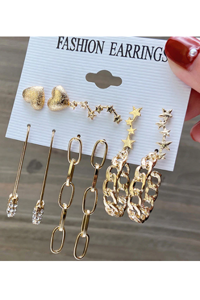 Gold Chains Earrings Set