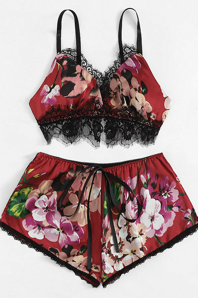 Bad Lil Thing Lingerie Set - Burgundy - flyqueens