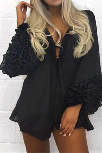 Beautiful Vision Cover-Up/Robe - Black - flyqueens