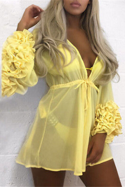 Beautiful Vision Cover-Up/Robe - Yellow - flyqueens