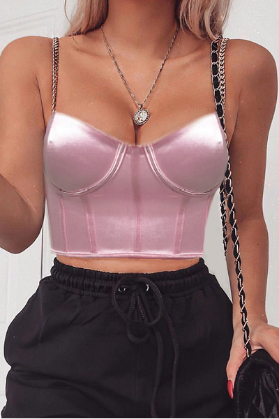 Babe for Life Bustier Crop Top - Pink - flyqueens