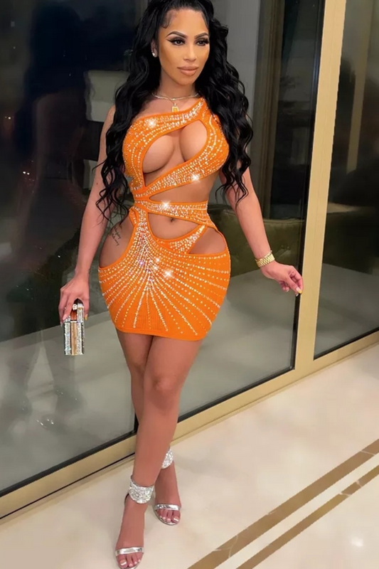 Goddess Aura Jeweled Dress - Orange