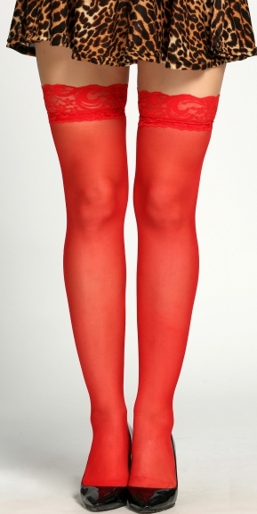 Keep Wishing Thigh-High Lace Tights - Red - flyqueens
