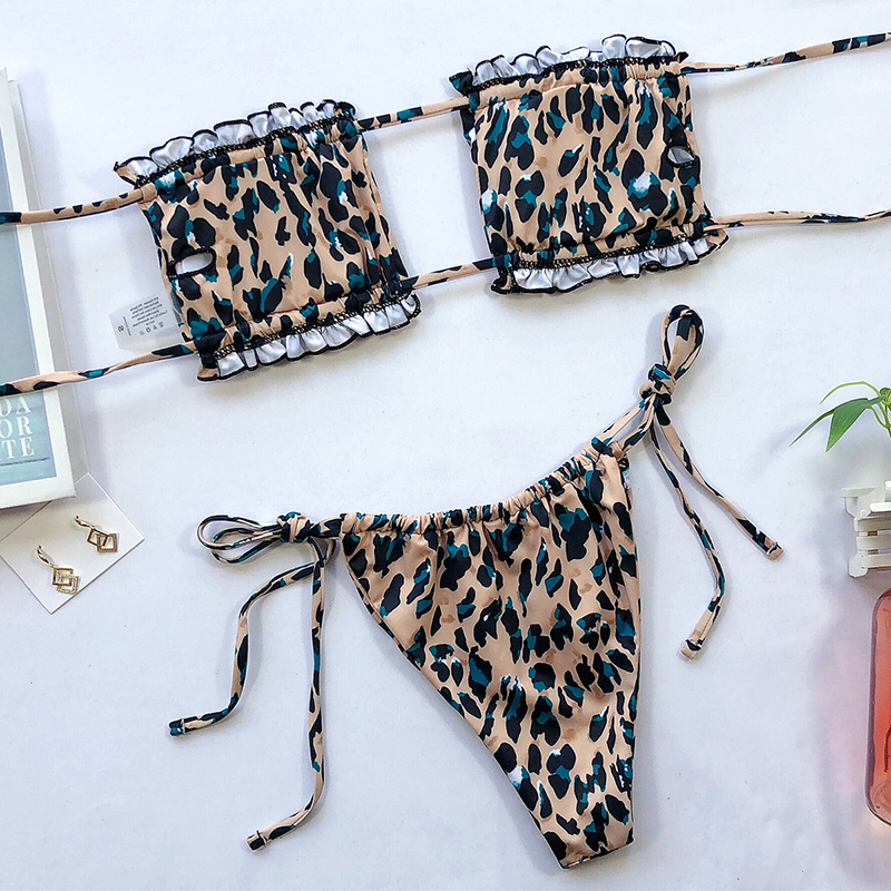 Beach Babe Bikini Set - Tan Leopard
