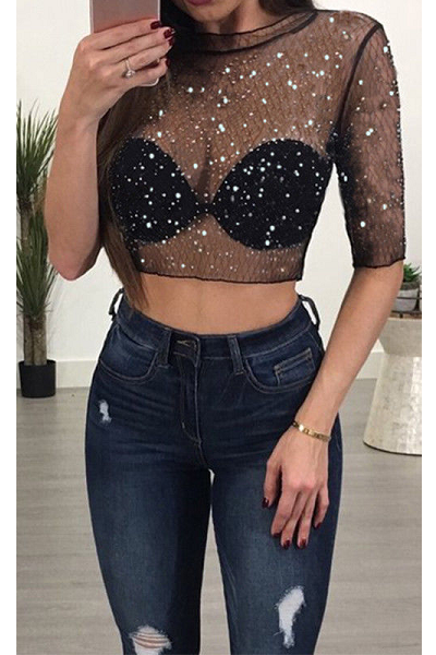 Light Up The Night Top - Black - flyqueens