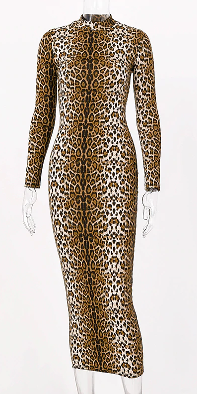 Wild Queen Midi Dress - Leopard - flyqueens