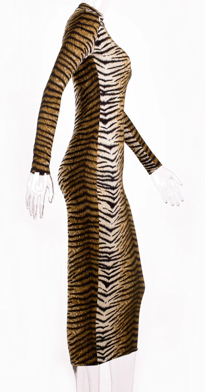 Wild Queen Midi Dress - Tiger - flyqueens