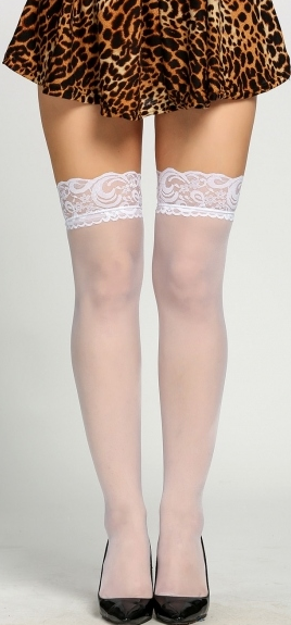 Keep Wishing Thigh-High Lace Tights - White - flyqueens