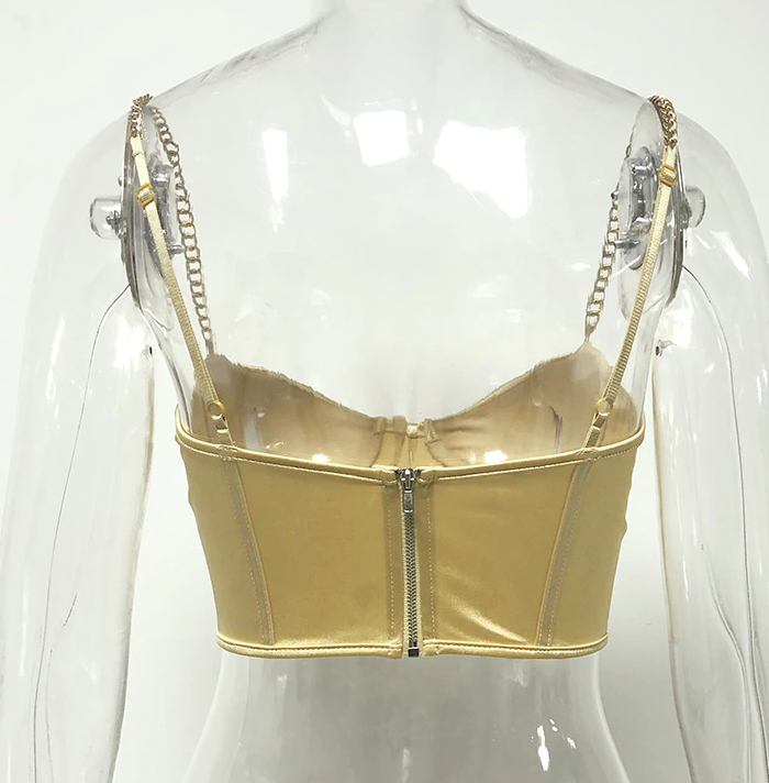 Babe for Life Bustier Crop Top - Gold - flyqueens